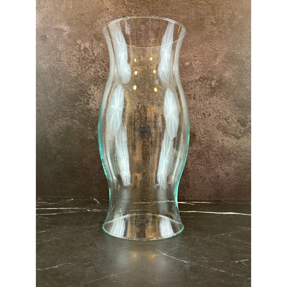 Hand Blown Clear Glass Hurricane Chimney Candle Holder Cover 11.5in MINT!
